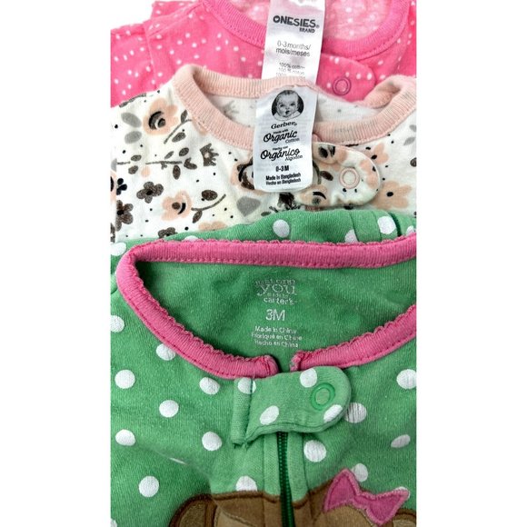 Baby Girl's Sleepers in Pink, Green, and Cream Floral - Size 0-3 M & 3 M - Picture 8 of 8